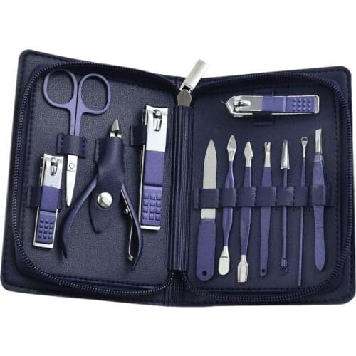 12In1 Manicure Set Pedicure Kit Nail Clippers Professional Grooming Kit Nail Tools Luxurious Travel Case Men Women