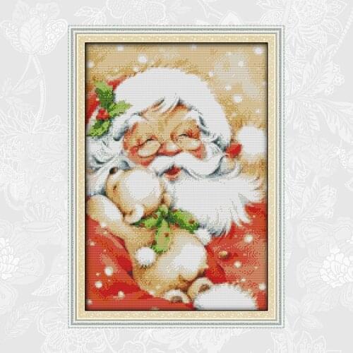 Santa Claus Pattern Cross Stitch Kits 11CT Printed Fabric 14CT Counted Canvas Cross-stitch Chinese Embroidery Sets