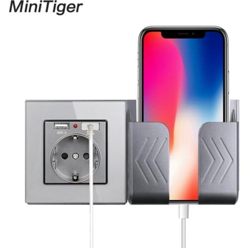 Minitiger Crystal Glass 2A Dual USB Port Wall Charger Adapter Charging Socket With usb Wall Adapter EU Plug Socket Power Outlet