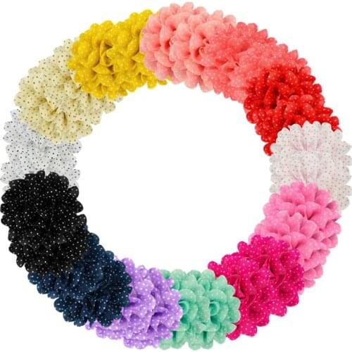 30Pcs/Lot New Arrival 11CM Large Handmade Dot Chiffon Flowes With Tulle Mesh DIY Craft Baby Girls Hair Accessroies DD10