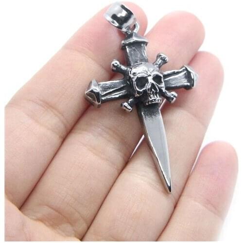 Skull Cross Pendant 316L Stainless Steel Jewelry Fashion Mens Fashion Sword Pendant