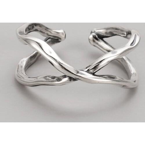 Drop Shipping Hot Sale Simple Vintage Cross Women Rings Steampunk Lines Winding Boho Ring Tibetan Silver Womens Accessories