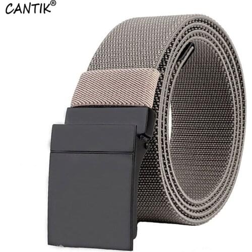 CANTIK Unisex Design Elastic Zinc Alloy Automatic Buckle Belts Quality Nylon Belt Men Women Jeans Accessories Clothing CBCA127