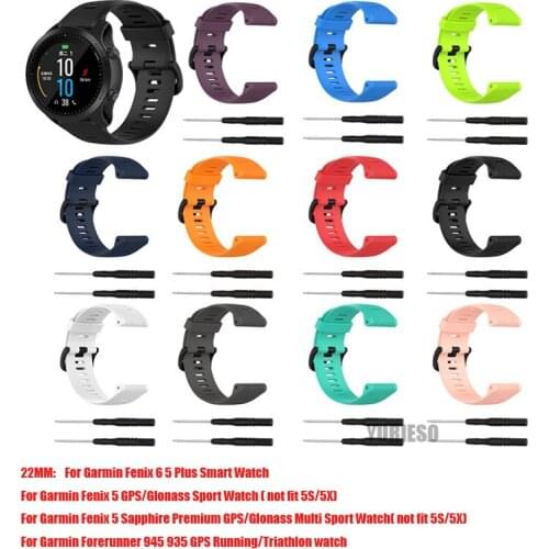 100pcs 22MM For Garmin Silicone WatchBand Bracelet durable Replacement Watch Band Strap with screwdriver For Garmin Fenix 6 5 forerunner 945 935