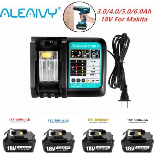 WIth Charger BL1860 Rechargeable Battery 18 V 6000mAh Lithium Ion for Makita 18v Battery BL1840 BL1850 BL1830 BL1860B LXT 400