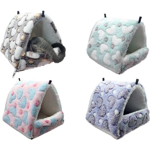 Detachable Washable Coral Fleece Keep Warm In Winter Hammock Cages Bed for Small Pet Guinea Pig Hamster Squirrel Ferret