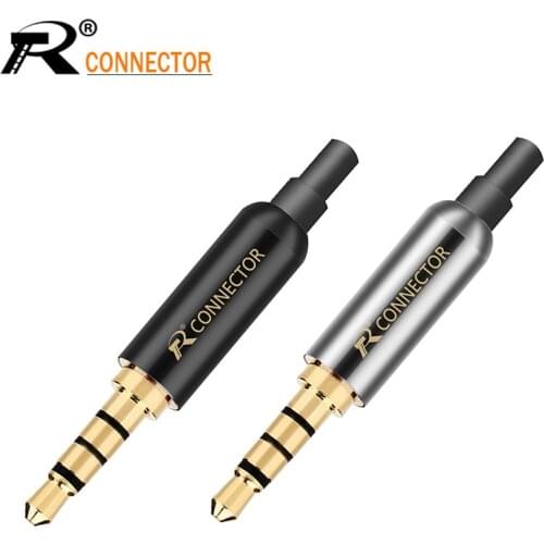 50pcs Jack 3.5mm Stereo 4 Pole Male Plug +Tail Plug clamps for DIY Headset Earphone or Used for Repair Earphone