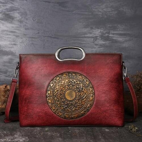 Norbinus Luxury Women Genuine Leather Handbags Ladies Retro Elegant Shoulder Messenger Bag Cow Leather Handmade Womans Bags