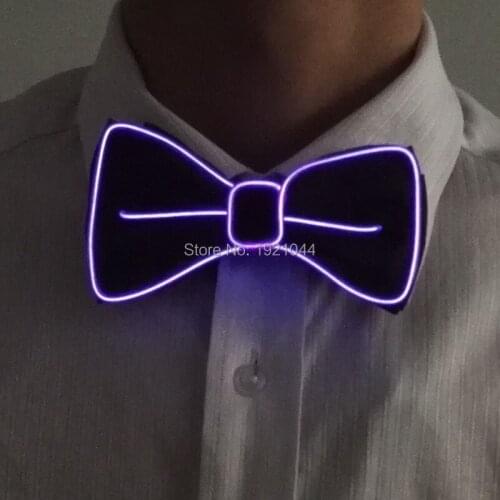 Light up EL Bow Tie EL Wire Glowing Product For Birthday Party Decoration 10 Color Available with DC-3V Steady on Driver