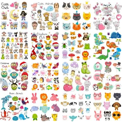 Iron On Patches Cute Animal Applique Clothing Thermoadhesive Patches On Kids Clothes Cartoon Heat Thermal Transfer Patches DIY