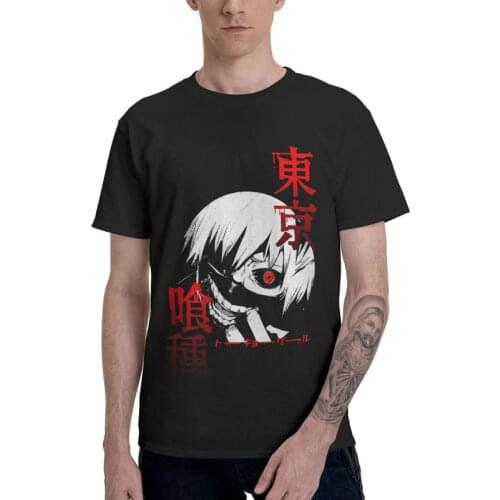 Tokyo Ghoul Kaneki Ken T Shirts Men Short Sleeve Cotton T-shirts Japan Harajuku Anime Manga Tees Top Graphic Tshirts Gift Idea