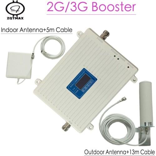ZQTMAX gsm 2g 3g signal amplifier UMTS data Repeater 900 2100Mhz Cell Phone Signal Booster with antenna accessories