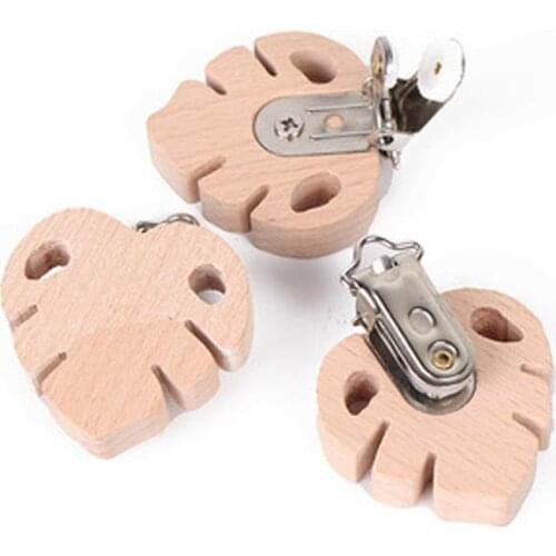 Uxdxu 10pcs Pacifier Clip Making Wooden Soother Clip Nursing Accessories Silicone Diy Dummy Clip Chains Wooden Baby Teether