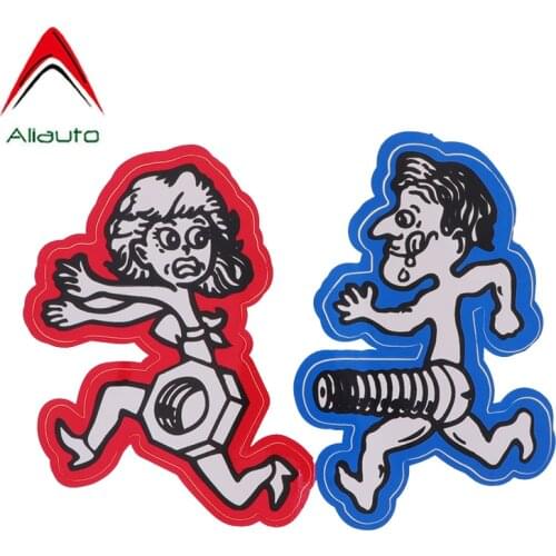 Aliauto Funny Creative Car Sticker Men Chase Women Nuts Bolts Automobiles Accessories Vinyl Decal for Chevrolet Smart,19cm*14cm
