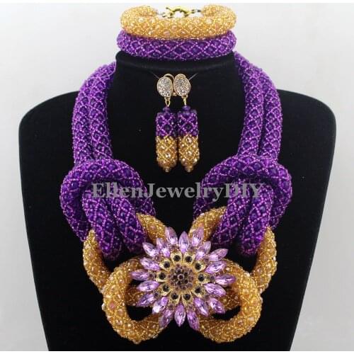 Wine African Beads Jewelry Set Nigerian Wedding beads Costume Crystal Bridal Jewelry Set Burgundy Beads Set W12945