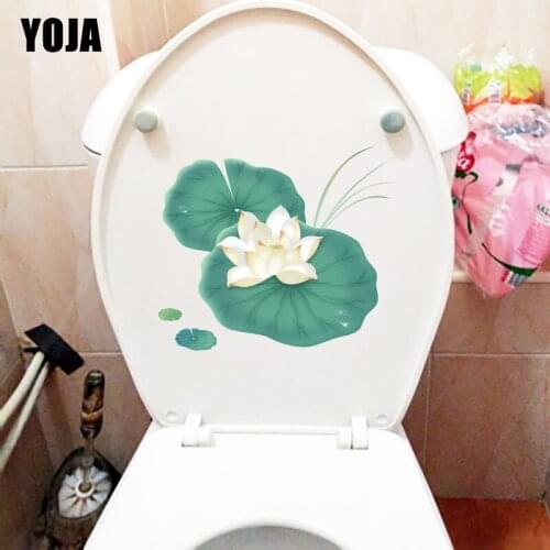 YOJA 21*18CM Hand Painted Fresh Ink Lotus Leaf Classic Home Wall Decor Toilet Sticker T1-0917