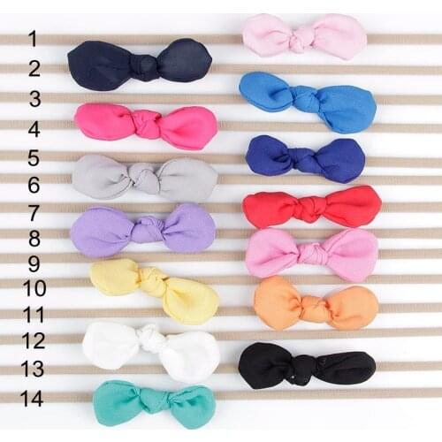 Yundfly 12pcs Toddler Girls Chiffon Bow Head Band Hair Accessories Elastic Rabbit Ears Knot Hairband Handmade Nylon Headband