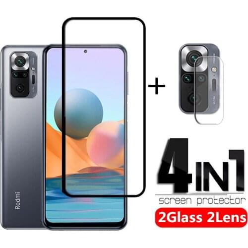 4in1 For Xiaomi Redmi Note 10 Pro Max Tempered Glass Full Cover Screen Protector For Redmi Note 10 5G 10S 10Pro Max Lens Glass