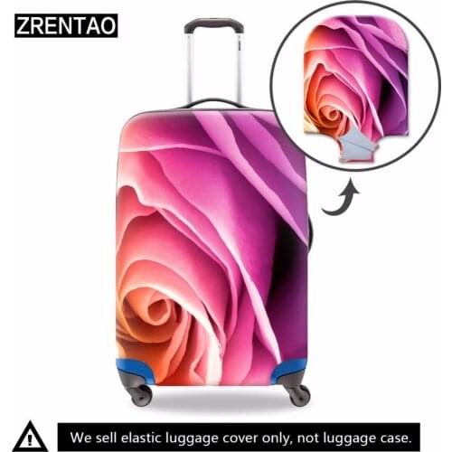 ZRENTAO elastic luggage cover dirt proof personalized protector for trolley suitcase with zipper 3d flower travel accessories