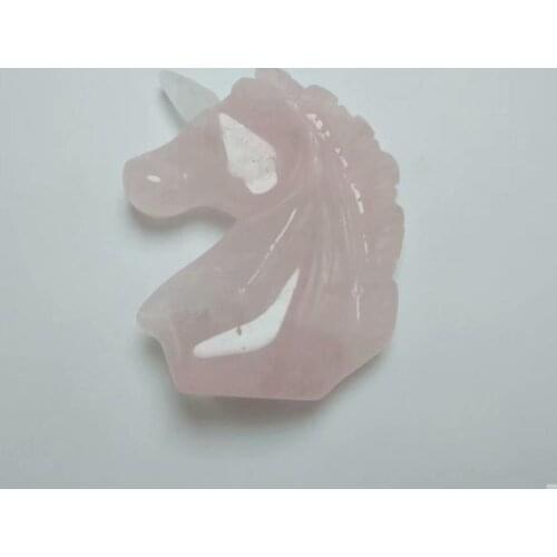 1pc60-65mm Natural Rose Crystal Unicorn Statues Art Scupture Gemstone Carved Unicorns For Gifts