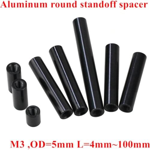 10pcs M3 Aluminum Column post M3*6/8/10/12/15/20/25/30/35/37..100mm Black Aluminum round standoff spacer Spacing screws RC Parts