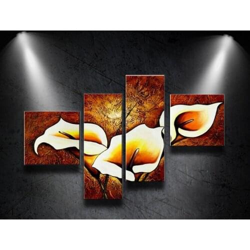 100%Hand-Painted Modern Oil Painting on Canvas Art Wall For Abstract Thick texture Flowers Home Room Decoration 4 Pcs/set