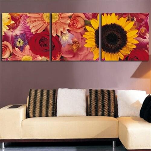 2017 3 Peice Wall Painting Art Picture Colorful Sun Flowers Home Decor Abstract Canvas Paints Print For Living Room No Framed
