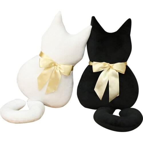 2019Kawaii Plush Cat Toys Staffed Cute Shadow Cat Dolls Kids Gift Doll Lovely Animal Toys 2 Colors Home Decoration Soft Pillows