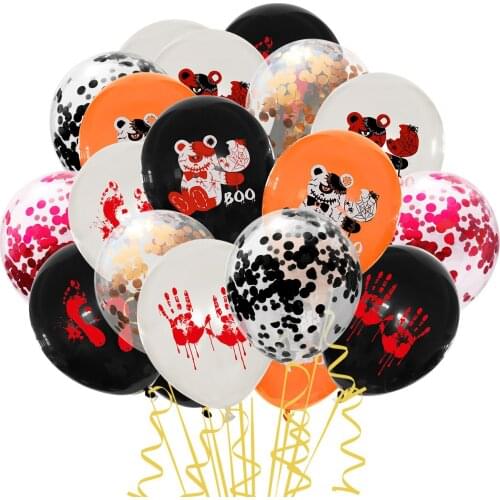 2021 Halloween Night Party Balloon Thriller Blood Fingerprints Footprints Bear Doll Printing Balloon Combination Setdecoration