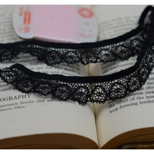 4 Meters Width 1.8cm Stretch Elastic Cotton Lace Trim Black Embroidered Lace Fabric for Sewing Lingerie Underwear Accessories