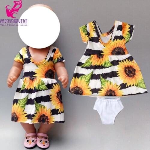 40cm Baby Doll sunflower dress 18 inch girl dolls clothesOne-shoulder Bell-bottom Outfit