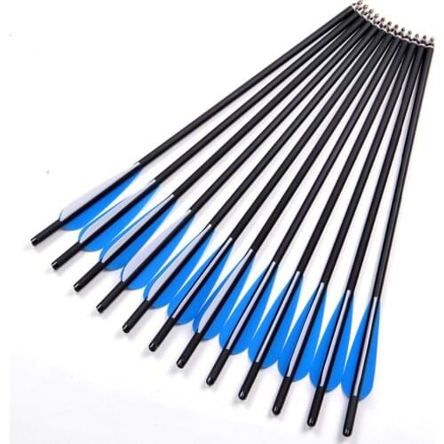6/12/24Pcs Crossbow Bolt Arrows 17/20/22 Inches Mix Carbon Crossbow Arrow OD 8.8mm With Blue Feather Archery Hunting Shooting