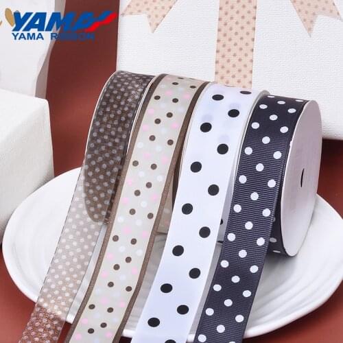YAMA Dot Ribbon 9 22 25 38 50 75mm 100Yards per roll Grosgrain Satin Ribbons for Crafts Gifts Package DIY Wedding Decoration