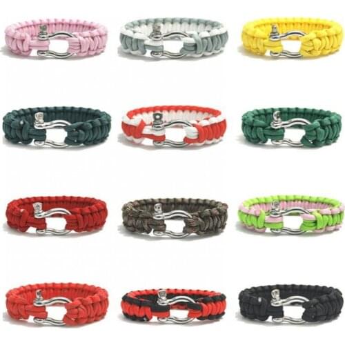 Outdoor Paracord Bracelet Multi Function EDC Tactical Steel Buckle Emergency Camping Survival Bracelet Umbrella Rope Tools Black