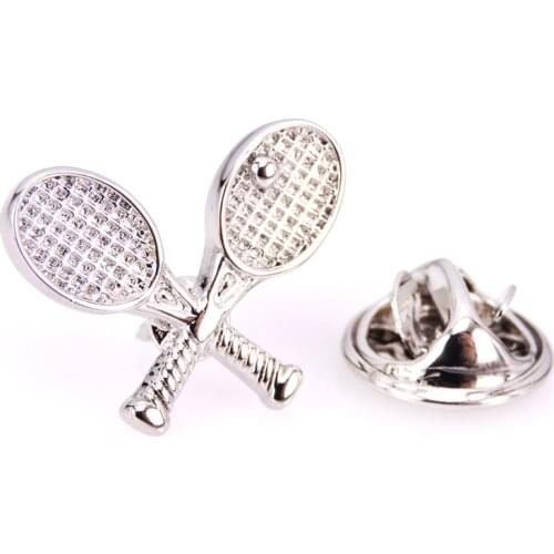 High quality Brooch for men Silvery Tennis Racket lapel pin Successful mens sport brooches accessories jewelry wholesale