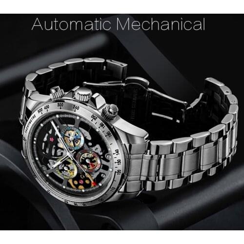 Luxury Brand Skeleton Mechanical Men Watches HAIQIN DESIGN Stainless Steel Automatic Watches For Men pagani design Reloj hombres