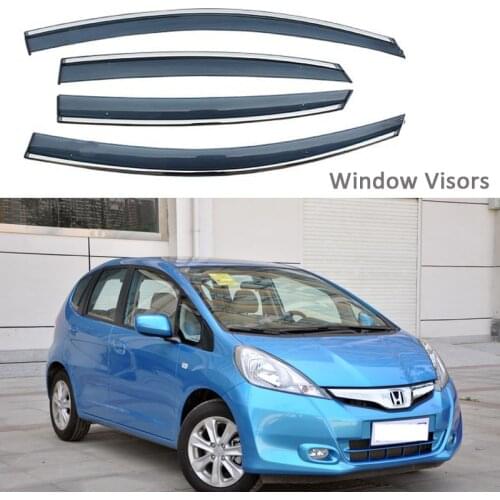 For Honda JAZZ Fit 2008-2013 Car Styling Awnings Shelters Window Visors rain eyebrow Protector Exterior decoration 4PCS/SET 2012