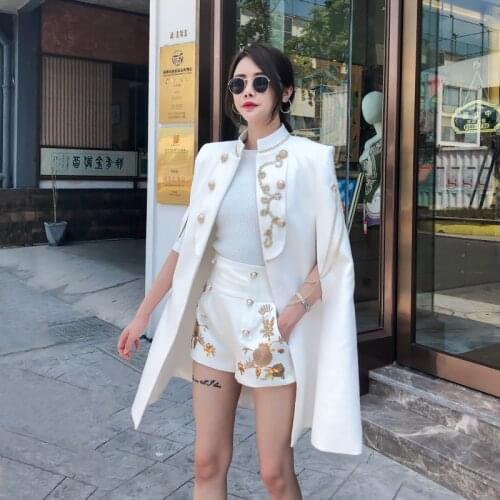 Double Breasted Military Long Wool Cape Shawl Jacket Women British Chain Embroidery Winter Casual Party Work Wool Coat Overcoat