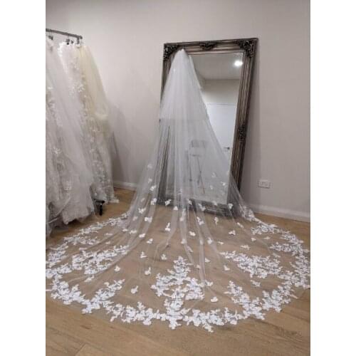 Two Layer Lace Veil, Lace wedding veil, White Or Ivory lace Veil, Cathedral Bridal Lace Veil