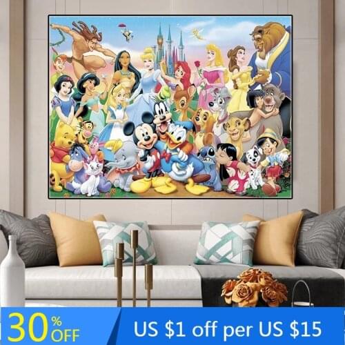 Catoon Snow White Cinderella Princess Poster Disney Watercolor Canvas Painting Print Art Wall Picture For Kid Home Decor Cuadros