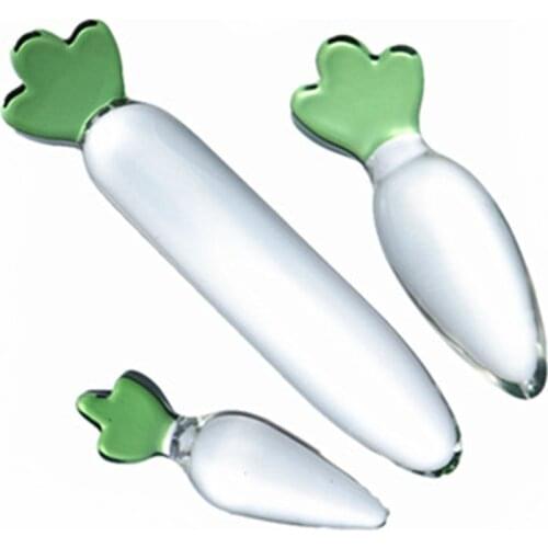 Crystal Glass Anal Plug Dildo for Women Masturbation Sex Toy Fruit Vegetable Artificial Penis Anal Plug Sex Toys for Adults