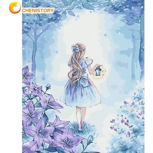 CHENISTORY Little Girl In Flower Oil Painting By Numbers For Adults Children Hand Painted Figure Picture Framed On Canvas Wall A