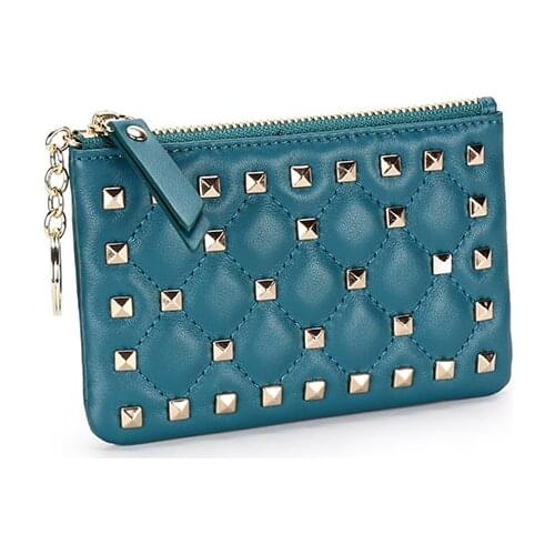 New Arrivals Genuine Leather Coin Purse For Female Fashion Rivet Style Small Purse With Key Ring Cowhide Women Coin Pockets