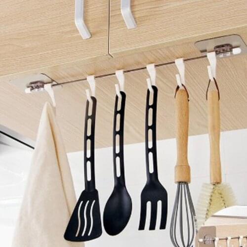 Kitchen Gadgets Cupboard 6 Hook Home Organizer Storage Rack Pantry Chest Tools Wardrobe Towel Rack Storage Shelf