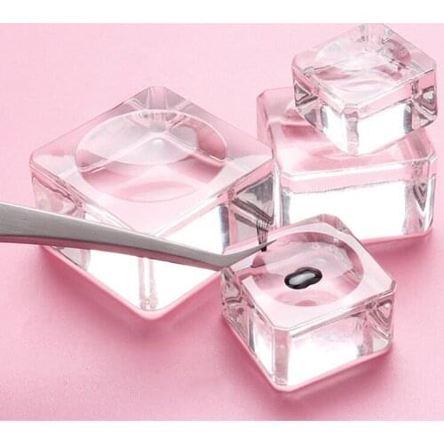Square Crystal Glass Gasket False Eyelash Stand Glue Pad 4 Size Glue Holder Eyelashes Adhesive Pallet Paste Glue Pad Makeup Tool