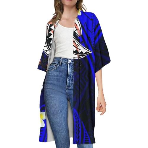 Summer Ladies Jacket Outdoor Sun Protection Kimono half sleeve Custom Girl luxury Kimono Cardigan POD Samoan Tribal Design Print