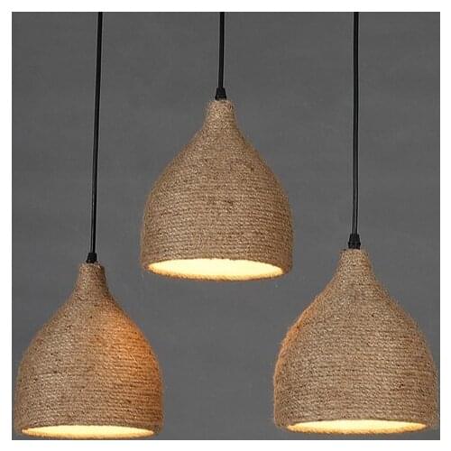 Loft Decor Hemp Rope Droplight LED Pendant Light Fixtures For Dining Room Hanging Lamp Vintage Industrial Lighting Luminaire