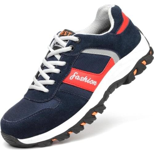 Men Autumn Winter Cow Suede big size 46 safety shoes mens steel toe and sole - puncture casual work shoes safety boots