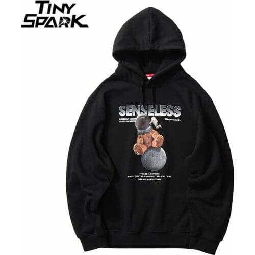 Men Streetwear Hip Hop Hoodie Sweatshirt Spaceman Print 2021 Autumn Winter Harajuku Hoodie Pullover Cotton Hooded Sweatshirt