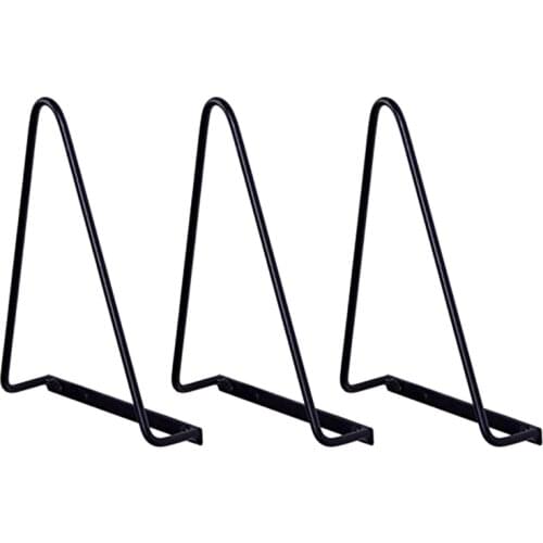 Set of 3 Wrought Iron Triangular Wall-Mounted Magazine Holders, Black Vinyl Record Stand